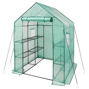 Serre miniature portable robuste <span class=keywords><strong>pour</strong></span> l'extérieur avec couverture en PE, étagères et clips <span class=keywords><strong>de</strong></span> fixation, structure en fonte <span class=keywords><strong>pour</strong></span> jardin domestique - Product Image 1
