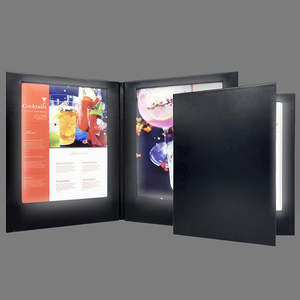 Carpeta de Menú LED Personalizada, Carpeta de Menú Electrónica Iluminada, Cubierta de Menú LED de Cuero Sintético Negro para Restaurantes, Bares y Clubes - Product Image 4