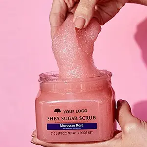 hot sale OEM/ODM private label natural exfoliating smooth shea sugar body scrub new spa rose body scrub