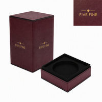 Boîte cadeau rigide en cuir PU marron de luxe avec logo estampé à chaud or, boîtes à vin rouge personnalisées avec insert en velours noir