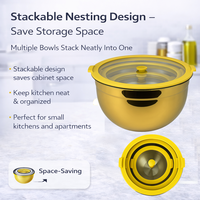 Bol à salade empilable multi-tailles en acier inoxydable Shangwey Cookware avec revêtement PVD, idéal pour la restauration, les fêtes et la famille