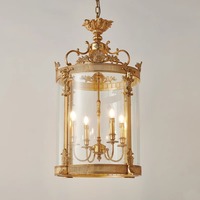 Français Villa Foyer Lustre En Laiton Européen De Luxe Rétro Escalier Couloir Allée Éclairage Classique Pendentif Lumière Lampe