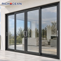 Porte coulissante en aluminium résistant aux chocs RICHOCEAN T6063 T5, insonorisée, avec verre trempé, du sol au plafond, à ouverture coulissante et levante