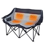 Robuster Übergroßer Gepolsterter Camping-Sessel für 2 Personen Beheizter Stuhl für Erwachsene Outdoor-Sport Garten Tragbare Klappstühle