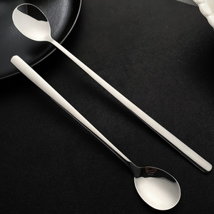 Korean Style Long Handle Stirring <b>Spoon</b> 304 Stainless Steel Food Grade <b>Coffee</b> Dessert Soup <b>Spoon</b> Solid Color - Product Image 2