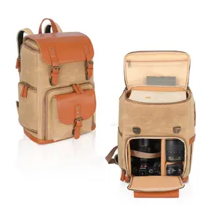Mochila da moda para fotografia, mochila para viagem, couro, bolsas para câmera dslr, fabricante