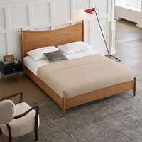 Lit en chêne sur mesure, lit moderne en bois massif avec tête de lit incurvée, cadre plateforme King Size pour studio ou loft