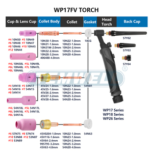 Pistolet de soudage TIG professionnel TEMWELL WP17, ensemble complet avec 10 consommables différents pour une utilisation immédiate - Product Image 4