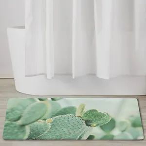 定制尺寸可水洗吸水硅藻土印花仙人掌长浴垫地毯
