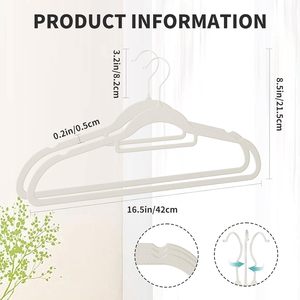 Heavy Duty <b>Plastic</b> Velvet Hangers for Clothes Flocking Non-slip Space Saving Wardrobe Use Single Tier - Product Image 2