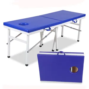 A melhor mesa de massagem portátil de oito pernas, design moderno, móveis de salão de metal para uso ao ar livre e em academia