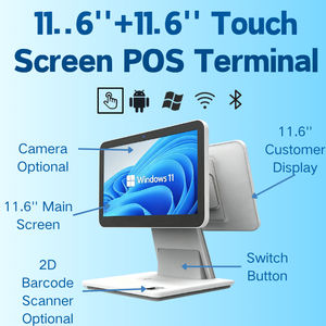 Terminaux de point de vente (TPV) tactiles capacitifs 11,6 pouces + 11,6 pouces en gros avec caméra et lecteur de codes-barres en option, <span class=keywords><strong>caisse</strong></span> enregistreuse pour restaurant - Product Image 4
