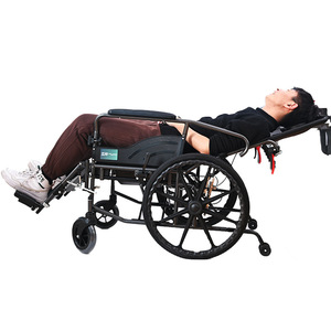 Fauteuil roulant manuel pliable léger Hubang HBG6-BFQ en alliage d'aluminium noir, entièrement inclinable, pour personnes âgées et handicapées - Product Image 3