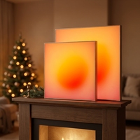 LUZ Boîte à lumière LED Art Déco Carrée Effet Lever et Coucher du Soleil, avec variateur tactile à bouton, cadre métallique, fait main, pour décoration murale, anniversaire et maison