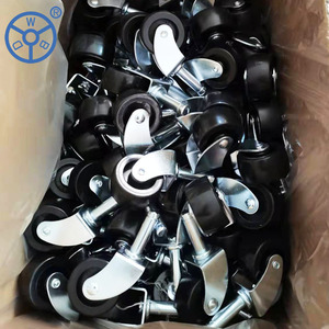 WBD-ruedas giratorias pequeñas de <span class=keywords><strong>2</strong></span> pulgadas para muebles, estante de almacenamiento de PP, de plástico duro, con eje de rosca, color negro - Product Image 2
