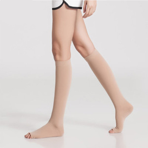Chaussettes de compression mi-hautes à bout <span class=keywords><strong>ouvert</strong></span>, chaussettes de soutien des jambes très élastiques et respirantes, chaussettes multicolores pour soulager la pression - Product Image 2