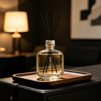 Bouteille en verre diffuseur d'aromathérapie transparente plate personnalisée de 150 ml 15 cl, 200 ml