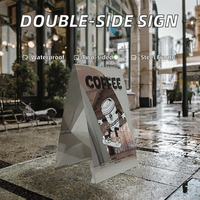 Panneau publicitaire extérieur personnalisé en acier inoxydable miroir, double face, sur pied, étanche et résistant au vent