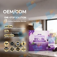 Liposomale Vitamine B12 B6 Vloeibare Sachets Moerbeismaak 500mcg Energie Ondersteuning 10ml 30 stuks Aangepaste Supplementen Fabrikant