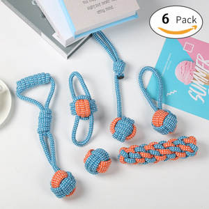 Juguetes de cuerda para perros, paquete de 6 nudos resistentes a mordeduras para cachorros pequeños y medianos, diversión para el tiempo de juego de las mascotas - Product Image 1