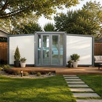 Maison préfabriquée extensible à double aile de 40 pieds, assemblage rapide, maison pliable pour l'hébergement temporaire en station balnéaire, directement de l'usine, AU US EU