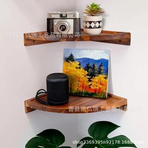 Solid wood corner storage <b>rack</b> for entryway, condiments, <b>kitchen</b>, bathroom, and multi-tiered home storage <b>rack</b> - Product Image 2