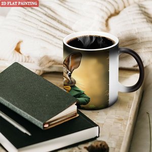 Mug à sublimation vierge 11oz en céramique noire givrée, tasse sensible à la chaleur, cadeau d'entreprise - Product Image 3