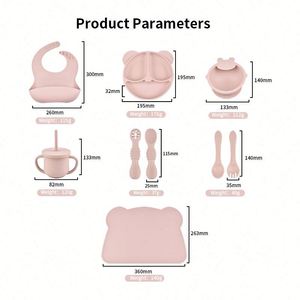 Juego de alimentación de silicona para bebés con forma de oso, plato, tenedor, cuchara, tazón con ventosa, apto para lavavajillas, utensilios de comedor para niños - Product Image 3
