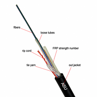 Câble à fibre optique ASU Mini ADSS 6, 8, 12, 24 fibres G652D, portée 80m, 100m, 120m, câble aérien autoportant extérieur