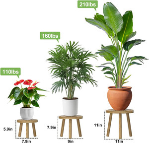 Lot de 3 tabourets pour plantes modernes du milieu du siècle support pour plantes intérieur extérieur porte-pot en <span class=keywords><strong>bois</strong></span> pour la décoration intérieure - Product Image 3