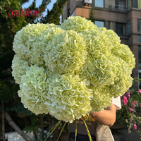 DC211 Bunga Hydrangea Hijau Muda 18cm Kepala Besar Terlaris, Bunga Sutra Buatan untuk Dekorasi Pernikahan dan Acara