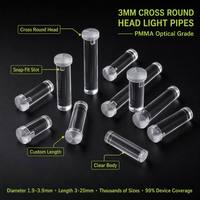 Tige de guidage lumineux de précision de 1,9 mm et 2,4 mm de diamètre, tête champignon, surface mate/givrée, pour tube lumineux LED, contrôle industriel de l'état