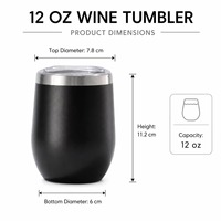 Mug à café en acier inoxydable de 12 oz avec logo personnalisé, tasse à œufs, gobelet à vin à double paroi isolé sous vide avec couvercle