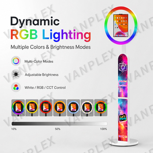 Kiosque photo <span class=keywords><strong>selfie</strong></span> en métal arqué pour iPad, coque de photomaton 10,2-13 pouces avec lumière RGB pour location événementielle et fêtes - Product Image 3