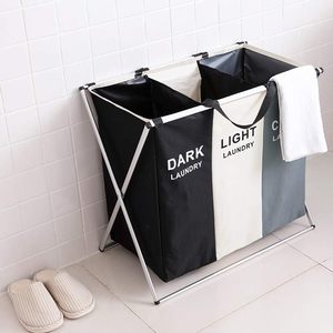 Collapsible Laundry Basket Storage Clothes Basket Water Proof Three Grid Laundry Organizer Bag Dirty Laundry <strong>Hamper</strong> - Product Image 2