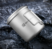 Tasse en alliage de titane pur Poignée pliable anti-brûlure Portable tasse de camping en plein air tasse en titane de qualité alimentaire santé