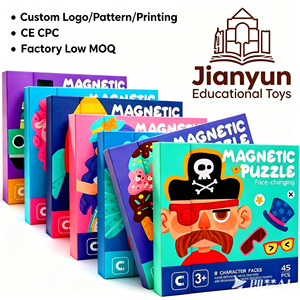 Livre d'activités Montessori en bois personnalisé pour enfants : Puzzle de transformation de visages et de déguisements – Vente en gros usine – Cadeau idéal pour garçons et filles - Product Image 1