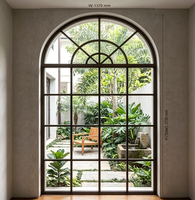 Ventana Abatible Arqueada Resistente con Herrajes Bieye y Tiras de Aluminio Pulido Curvado para Hogar Moderno