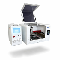 Machine de découpe laser à fibre mini LCVTX4040 double système en option, Au3Tech, découpe rapide, gravure excellente Ruida, 400x400mm, machine de bureau pour métal