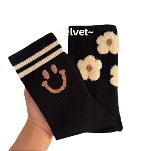 Женские носки оптом: осенне-зимние, толстые, однотонные, стильные, милые, с буквенными принтами, в полоску, хлопковые, антибактериальные - Product Image 5