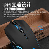 Souris de jeu optique filaire RAIKU G701, 1200 DPI, souris d'ordinateur USB avec lumière LED 7 couleurs pour PC portable gamer