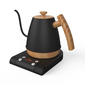 Cafetera Eléctrica Inteligente de Acero Inoxidable de 1L con Diseño Nórdico, Asa de Madera, Apagado Automático, 800W, para Café y Mocha - Product Image 2
