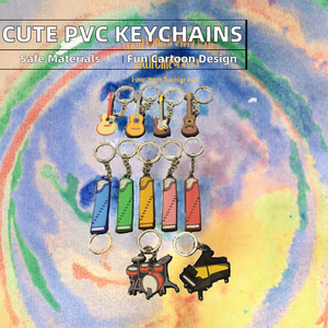 Llaveros de Goma Duraderos con Diseño de Instrumentos Musicales, Estilo de Dibujos Animados Personalizados, Gran Venta - Product Image 3
