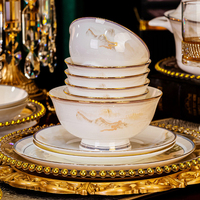 Service de vaisselle en porcelaine peinte à la main, ensemble de bols en porcelaine fine, vaisselle de luxe pour mariage, restaurant, hôtel, service de vaisselle en céramique