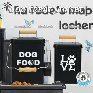 Black Modern Printing Metal Dog Treat <b>Storage</b> <b>Containers</b> Set of 2 for <b>Kitchen</b> Party Use - Product Image 2