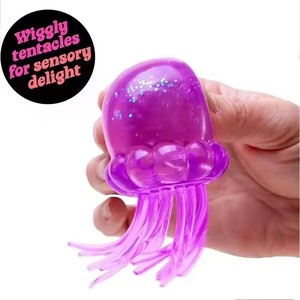 2026 Transparent Glitter Blue Jellyfish <b>Mini</b> Squishy Toy Super Soft Squeeze Stress Ball Sensory Fidget Toy Anxiety Relief - Product Image 6