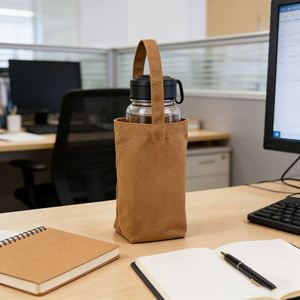 Bolsa de Mano Tipo Tote de Lona Blanca para Boda con Portavasos, Bolsa de Compras con Logotipo Personalizado - Product Image 1