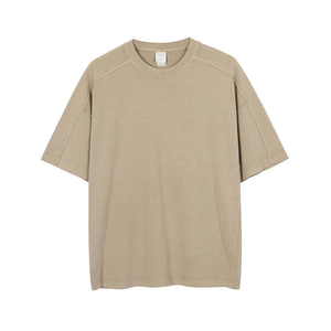 T-shirt da uomo personalizzata OEM ODM con scollo a O, tinta unita, spalle scese, stile vintage, lavaggio acido, oversize - Product Image 3