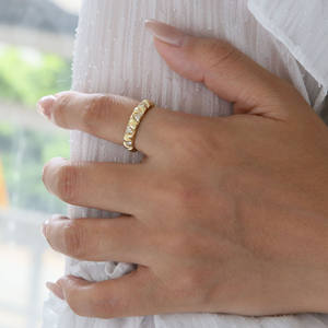 Lujo latón fantasía oro vermeil CZ piedras <span class=keywords><strong>PYRA</strong></span> pavé anillo de diamantes - Product Image 3