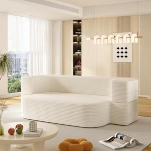 Modern 2-in-1 Foldable <b>Sofa</b> 2 Soft Pillows Comfortable Corduroy <b>Floor</b> Folding <b>Sofa</b> Bed for Living Room, Bedroom - Product Image 2